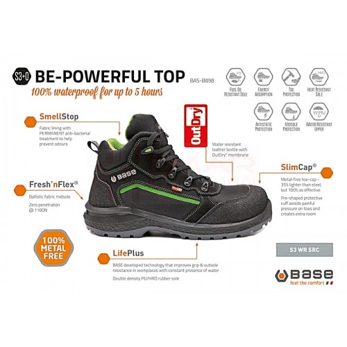 BASE B0898 BE-POWERFUL TOP S3 WR CI SRC SU GEÇİRMEZ BOT / İŞ AYAKKABISI